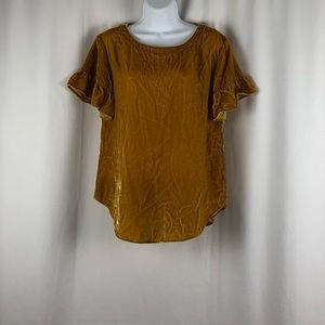 Loft velvet short ruffle sleeve top S